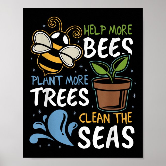 Poster Ajude mais abelhas a plantar mais árvores limpas m (Frente)