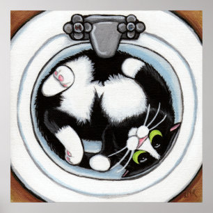 Póster Ajustado apertado (v3) na arte do gato de Brown  