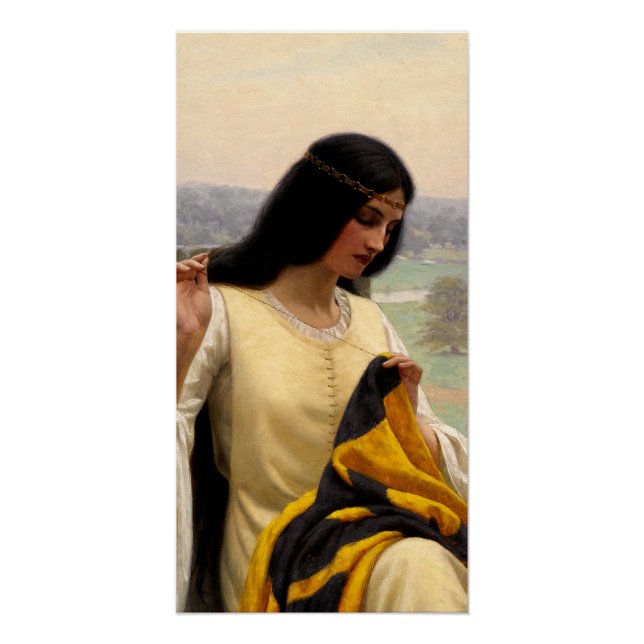 Póster Ajustando o Padrão por Edmund Leighton (Frente)