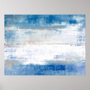 Póster "Ajuste" a arte abstracta azul e cinzenta