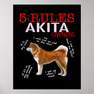 Poster Akita Dog 5 Regras Akita Dog Owner
