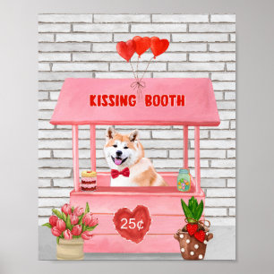 Poster Akita Dog Dia de os namorados Kissing Booth