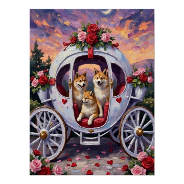 Póster Akita Dog Valentine's Day (Frente)