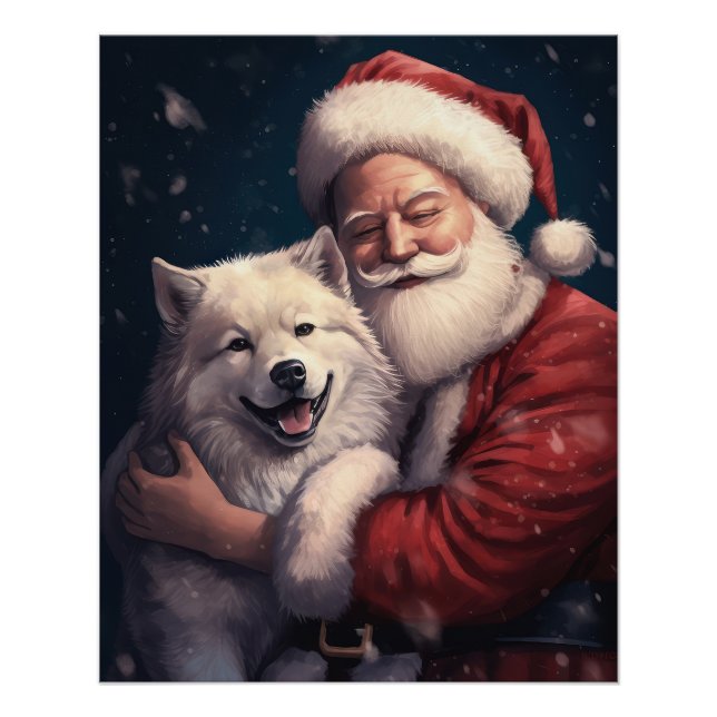 Póster Akita no Natal Festivo do Papai Noel (Frente)