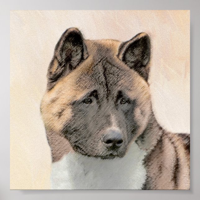 Poster Akita Painting - Bela Arte Canina Original (Frente)