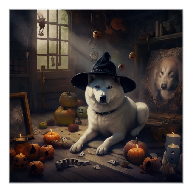 Póster Akita Pumpkins Halloween Scary (Frente)