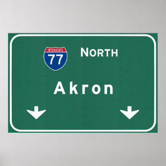 Póster Akron Ohio, no interior da autoestrada: