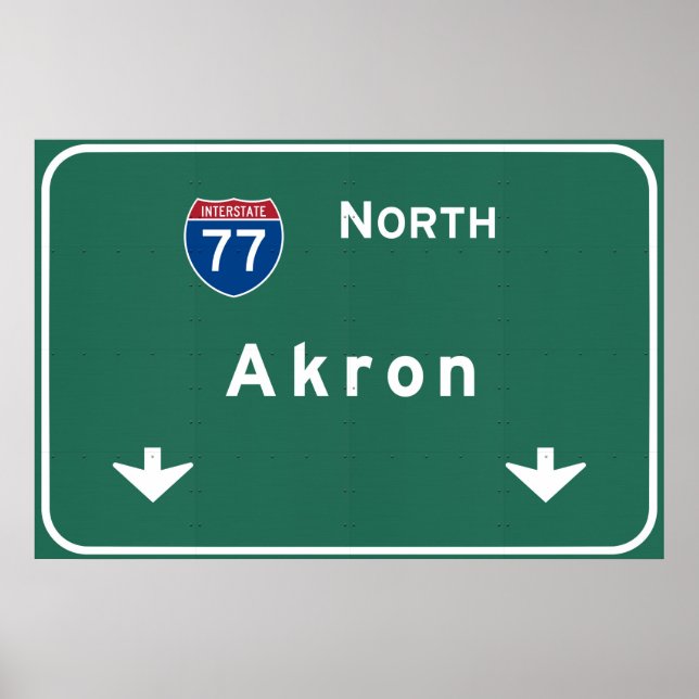 Póster Akron Ohio, no interior da autoestrada: (Frente)