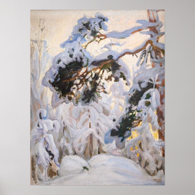 Poster Akseli Gallen-Kallela - Floresta no inverno (Frente)