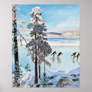 Poster Akseli Gallen-Kallela - Patinadores perto de Kalel