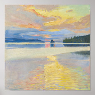Poster Akseli Gallen-Kallela - Pôr do sol sobre o Lago Ru