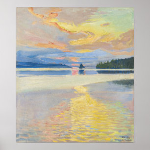 Poster Akseli Gallen-Kallela - Sunset sobre o lago Ruoves