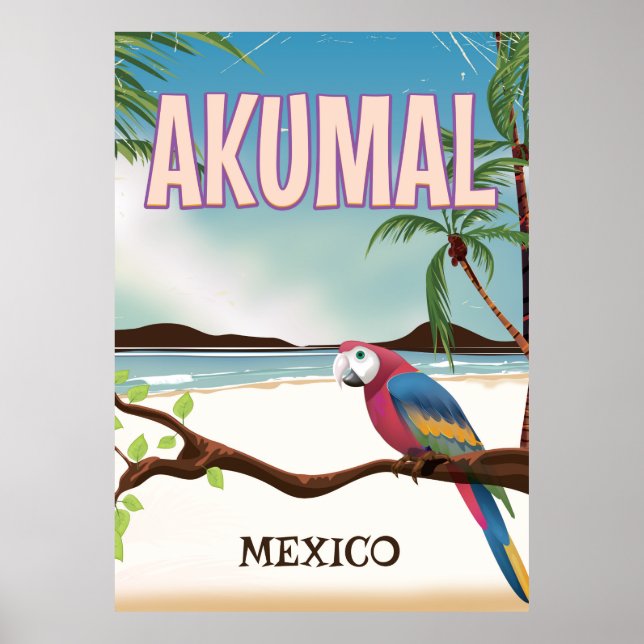 Póster Akumal Mexico Beach viagem postr (Frente)