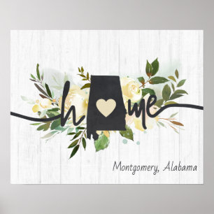 Poster Alabama Estado Personalizado Sua Cidade Natal Rúst