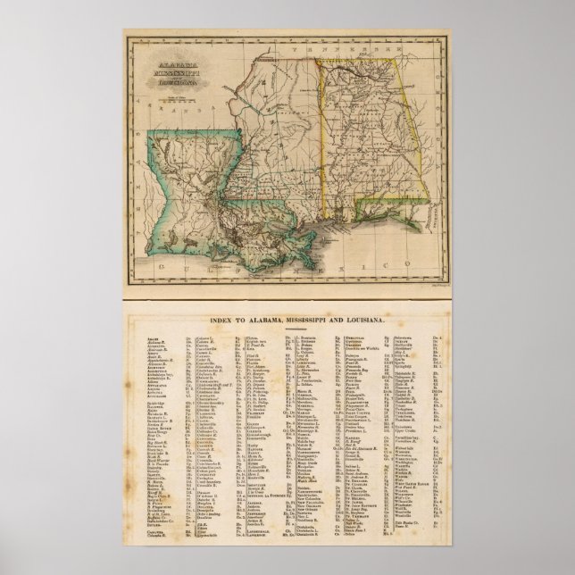 Póster Alabama, Mississippi, Louisiana (Frente)