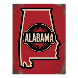 Póster Alabama Retro Vintage Red Style