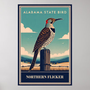 Poster Alabama State Bird - Norte Flicker Vintage