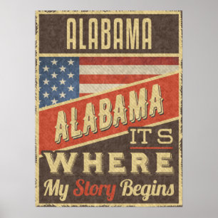 Poster Alabama USA Flag