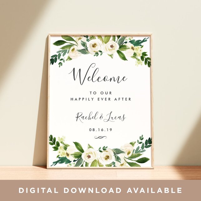 Póster Alabaster Floral Wedding Welcome (Criador carregado)