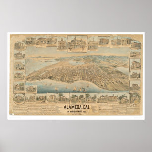Poster Alameda, mapa panorâmico do CA (0540A)