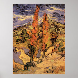 Póster Álamos na Estrada Através das Colinas por Vincent