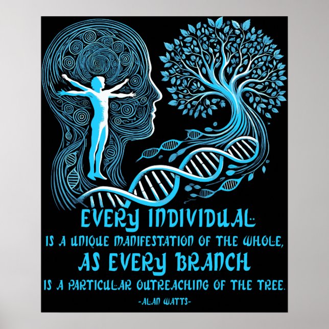 Poster Alan Watts cita a cada indivíduo a árvore da vida (Frente)