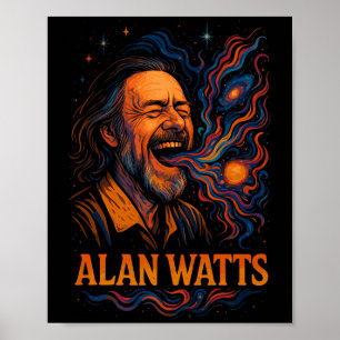 Poster Alan Watts ri da Galaxy Universe Psychedelic Art P