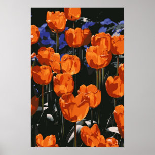 Poster alaranjado das tulipas