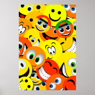 POSTER ALARANJADO E AMARELO DA COLAGEM DAS CARAS