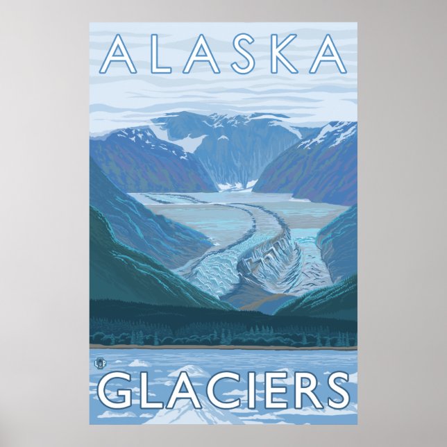 Póster Alasca - Grande Cena de Glaciar (Frente)