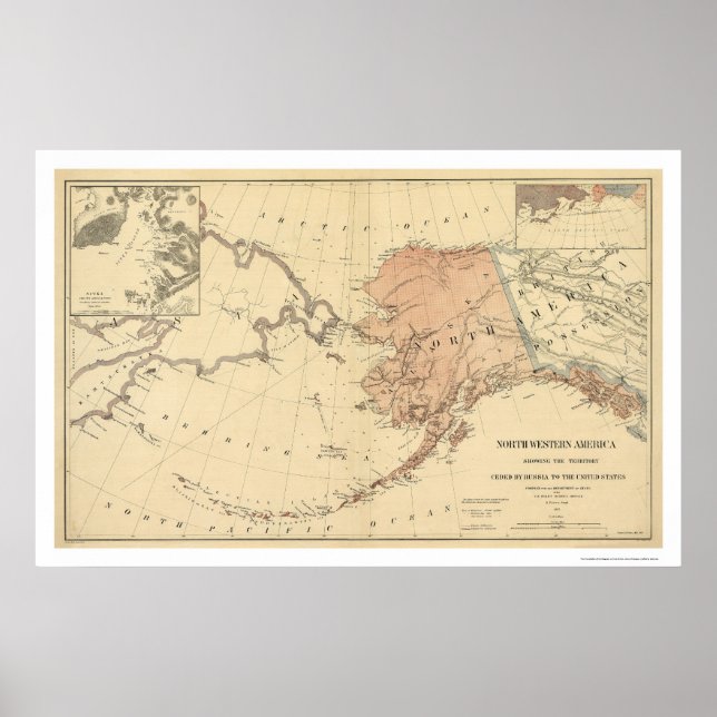 Poster Alasca Implantado Pela Rússia Mapa 1867 (Frente)