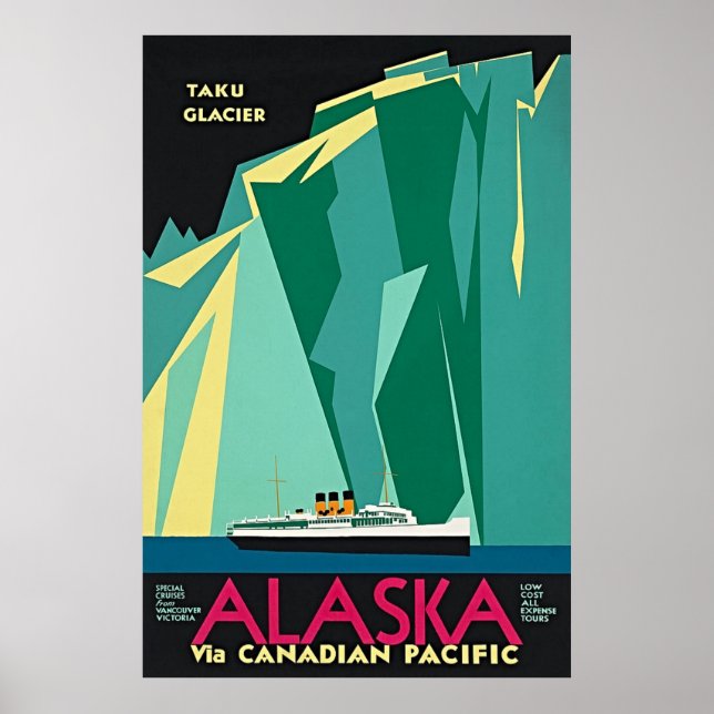 Poster Alasca via Pacífico Canadense - Glaciar Taku (Frente)