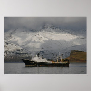 Poster Alaska Juris, pescando a traineira no porto