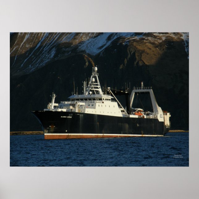 Poster Alaska Ocean, Fatory Trawler in Dutch Harbour, AK (Frente)