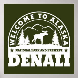 Póster Alaska. Parque nacional e conserva de Denali