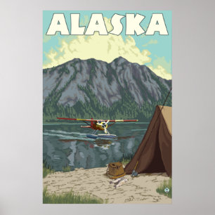Póster Alaska - plano e pesca de Bush