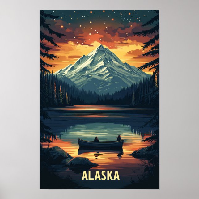 Poster Alaska USA Art Vintage Viagem (Frente)