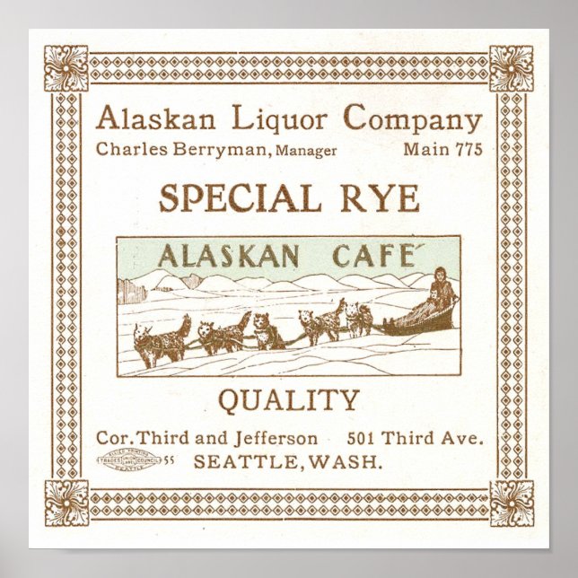 Poster Alaskan Liquor Company Advertisement Circa 1912 (Frente)
