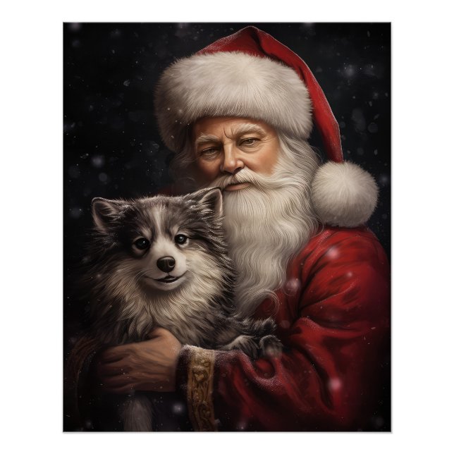 Póster Alaskan Malamute no Natal do Papai Noel (Frente)