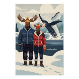 Póster Alaskan whale watching photobomb poster