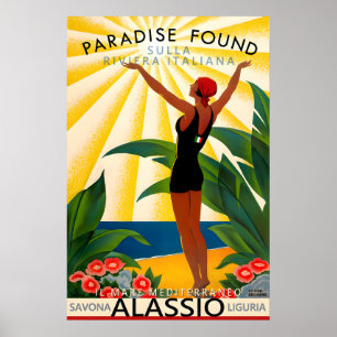 Poster Alassio Savona Riviera Italiana Mediterrâneo