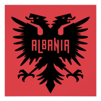 Póster Albania Country Flag and Fan Design