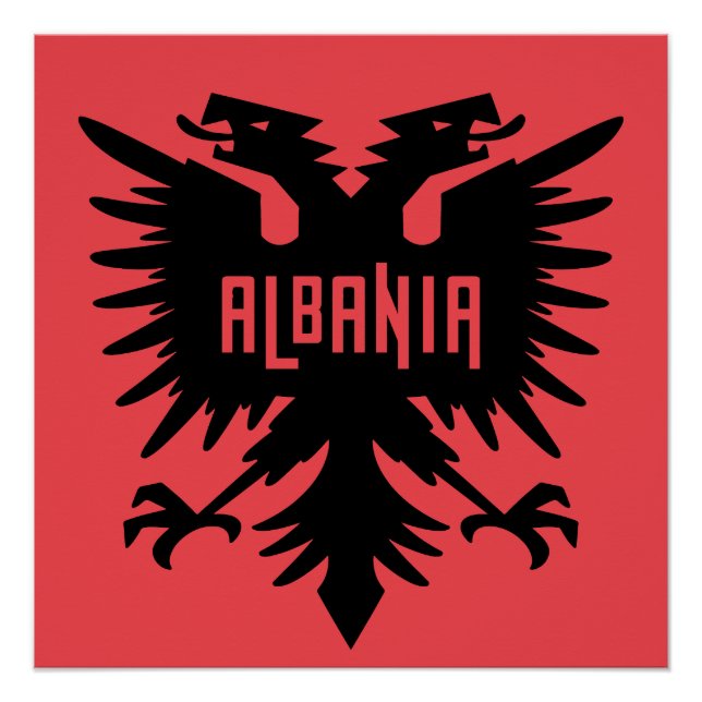 Póster Albania Country Flag and Fan Design (Frente)