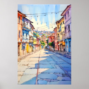 Poster Albânia Tirana Rua Antiga Pintura