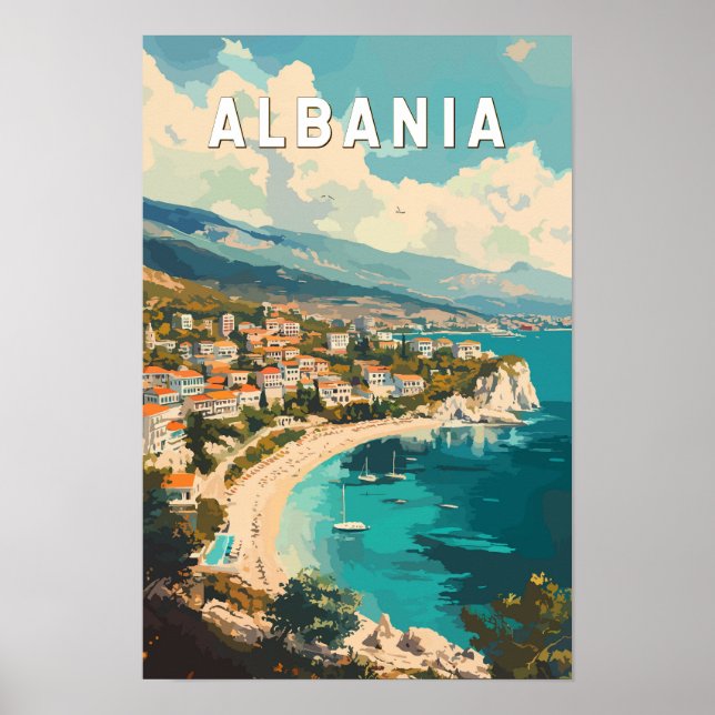 Poster Albania Viagem Arte Vintage (Frente)