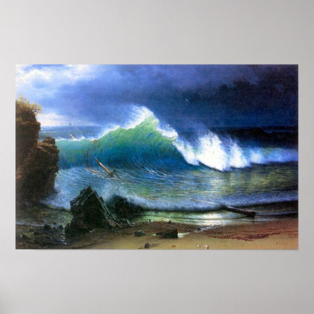 Poster Albert Bierstadt - A costa do mar Turquesa (Frente)