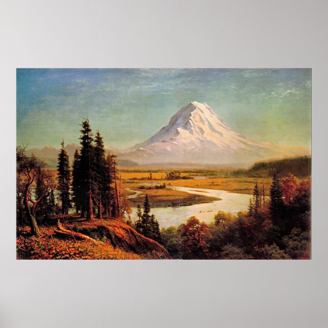 Poster Albert Bierstadt painting, Mount Rainier, (Frente)
