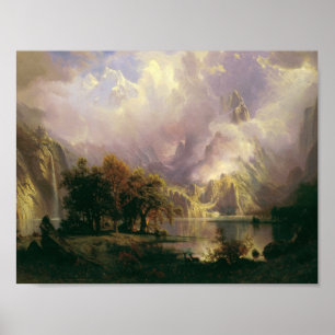 Póster Albert Bierstadt - Paisagem da Montanha Rocky
