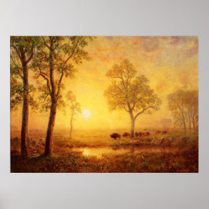 Poster Albert Bierstadt - Pôr Do Sol Na Montanha