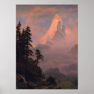 Poster Albert Bierstadt Sunrise sobre o Matterhorn